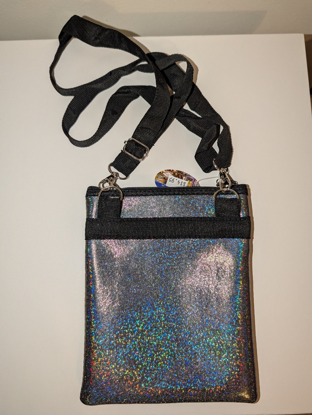 Las Vegas Glitter Crossbody Bag - Black with Holographic Sparkle - Picture 2 of 3